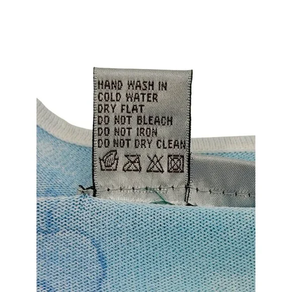 Vtg Alberto Makali Embroidered Floral Beaded Sequin Blue Knit Top M | Boho Indie - Picture 11 of 16